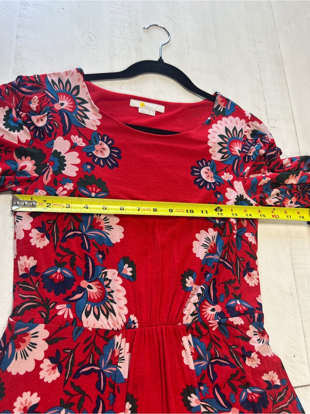 Boden Zoe Red Floral Print Jersey Long Sleeve Maxi Dress Size 4 - Picture 6 of 9